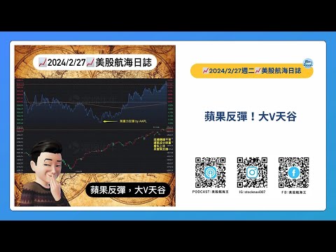 📈2024/2/27週二📈蘋果反彈！大V天谷｜美股航海日誌+新聞導讀｜每日更新