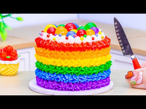 How To Make Tasty Miniature Buttercream Rainbow Cake 🌈 Satisfying Cake by Lotus Cakes