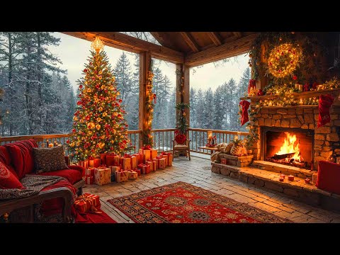 Christmas Jazz 🎄 Snowy Day at Cozy Christmas Balcony Ambience & Relaxing Christmas Jazz Instrumental