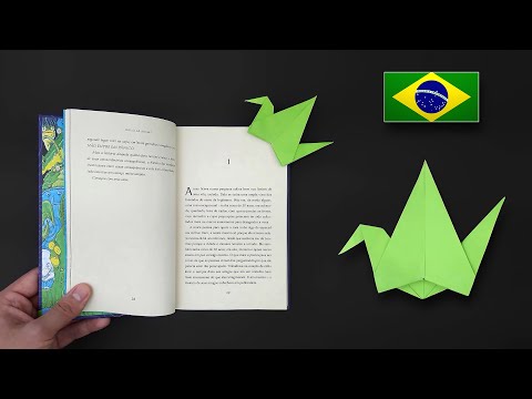 Origami: Marcador de Página Tsuru - Instruções em Português BR