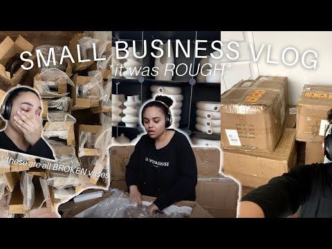 A ROUGH Small Business Vlog: Unboxing lots of BROKEN inventory, restocking shelves + packing orders