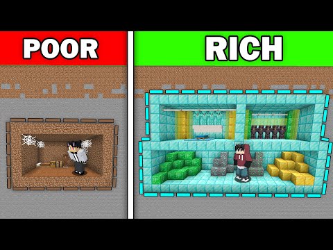 Rich Vs Poor: EPIC UNDERGROUND BUNKER BUILD CHALLENGE in Minecraft