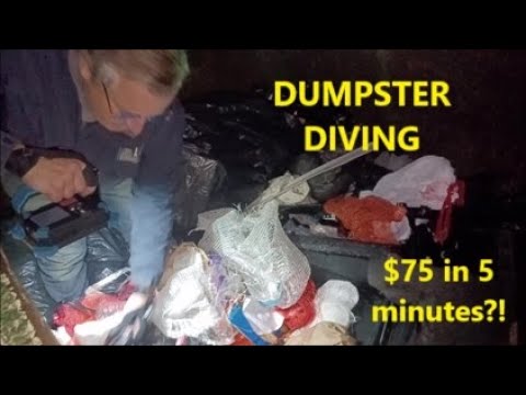 $75 Worth of Free Food in Five Minutes! DUMPSTER DIVING AT ALDI!