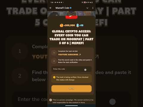 Global Crypto Access: Every Coin You Can Trade on MoonPay | Part 5 of 6 | MemeFi New Video Code