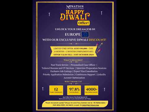 Diwali Offer on Europe Visa Services @NCVisas #visaapplication #diwalioffers #europevisa #travel