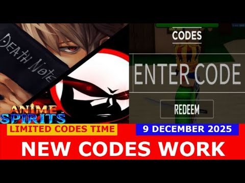 *NEW CODES JANUARY 9, 2025* [✍🏼DEATH NOTE + KJ] Anime Spirits ROBLOX