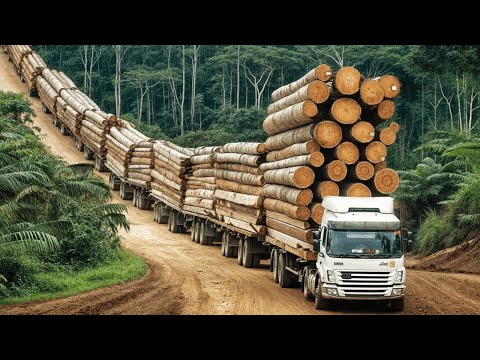 Extreme Dangerous Monster Logging Wood Truck Driving Skills | Powerful Machines And Heavy Machinery