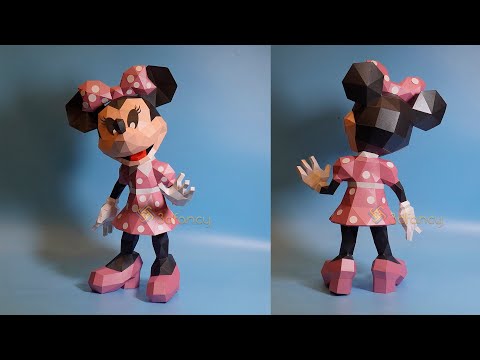 How to make Minnie Mouse Papercraft | Cricut paper crafts, Low poly papercraft, 3d svg templates