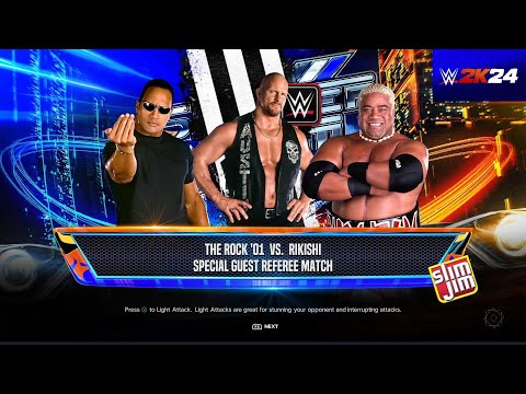 The Rock vs Rikishi | Stone cold Special Guest Referee | WWE2K24 Games | Neon Nights Gamer