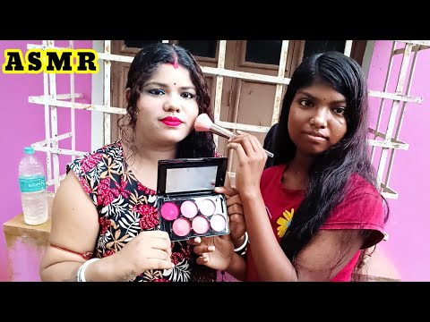 ASMR-Does My Sweet Sister Indian Bridal Makeup Outdoor (Tutorials Makeup) @asmrsangi7044 ❤️💋🌹