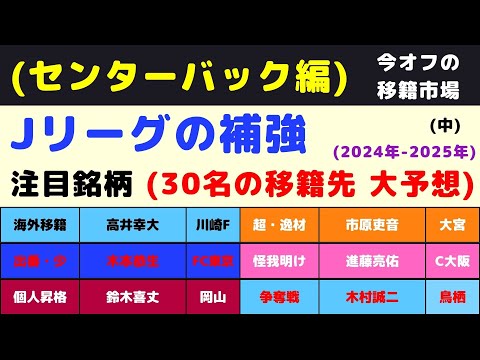 ⑥【Jリーグ：今オフの補強(CB編)】移籍市場の注目銘柄(30名)を挙げてみた。 (中)