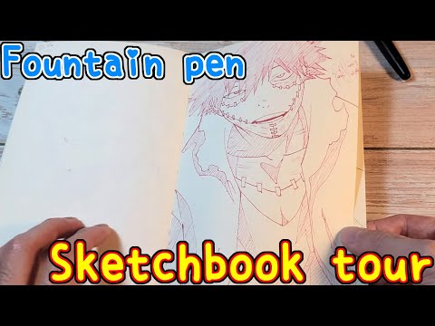 Drawing anime with fountain pen|March&April sketchbook tour|TenK Draws