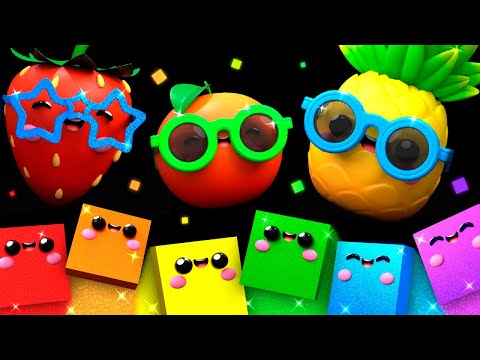 Baby Fruit Dancing with SQUARES 🟥🟧🟨🟩🟦 Sensory Video