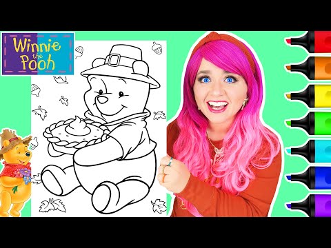 Coloring Winnie the Pooh Thanksgiving Disney Coloring Page | Ohuhu Art Markers