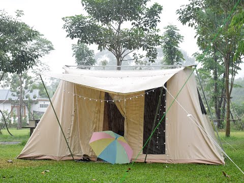 EP.2 Review canvas Tent 10x14 ft. Flex Bow กางเต็นท์กลางสายฝน