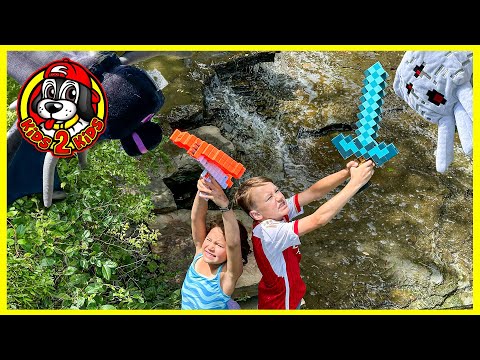 MINECRAFT IN REAL LIFE - KIDS BATTLE AN ENDER DRAGON & GHAST