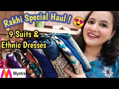 9 Beautiful SUITS & Ethnic DRESSES Haul | Anarkali Suit, Sharara Suit, Embroidered Suit & Dresses