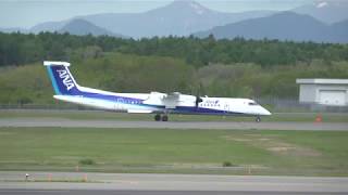 [4K] 新千歳空港 生コンポイント ANA WINGS Bombardier DHC-8-400 Takeoff