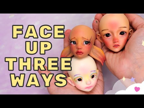 I TRIED THREE METHODS FOR FACE UPS | Airbrush, pastels and paint repaints for BJDs and dolls