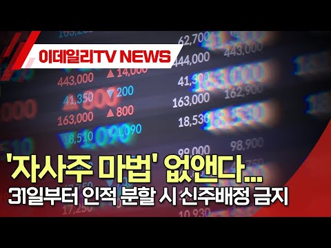 '자사주 마법' 없앤다... 31일부터 인적 분할 시 신주배정 금지 (20241224)