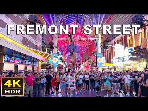 [4K HDR] Fremont Street Las Vegas Walking Tour | August 2024 | Las Vegas, Nevada