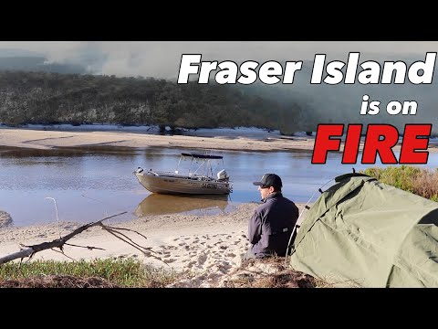 TINNY EXPEDITION - Boat camping and fishing for food while Fraser Island is on fire. Part 2