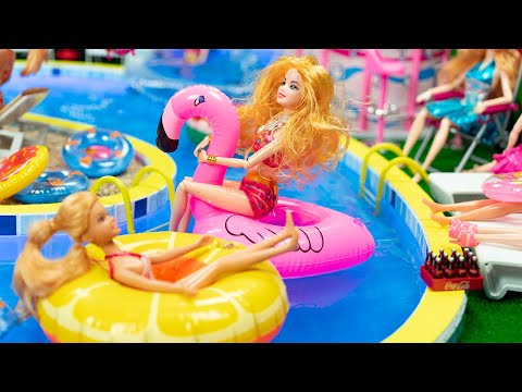 DIY Miniature Swimming Pool ~ Water Park, WATER SLIDE for barbie dolls