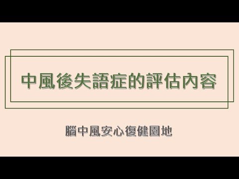 中風後失語症的評估內容