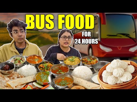 BUS FOOD for 24 Hours!!😲| Kolkata to Siliguri by Bus