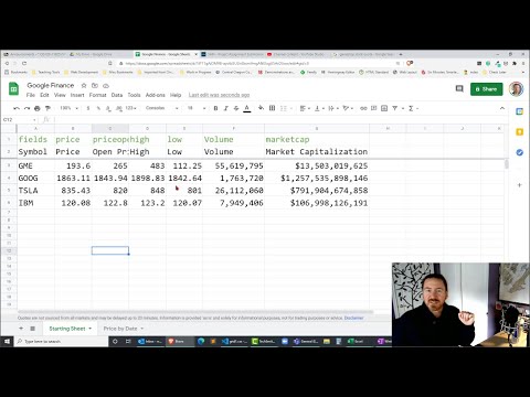 Setting Up a Google Spreadsheet to Experiment with the Google Finance Function