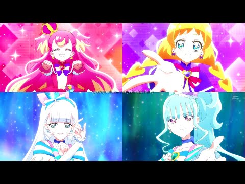 わんだふるぷりきゅあ！四人変身シーン比較 Wonderful Precure！Transformation Comparison