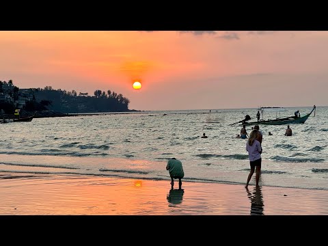 [4K] 🇹🇭 Relaxing Beach Walk At Sunset | Kamala Beach | Phuket Thailand | 2023