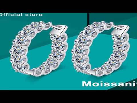 KNOBSPIN 2.6ct D Color Moissanite Earring 925 Sterling Sliver Plated White Gold