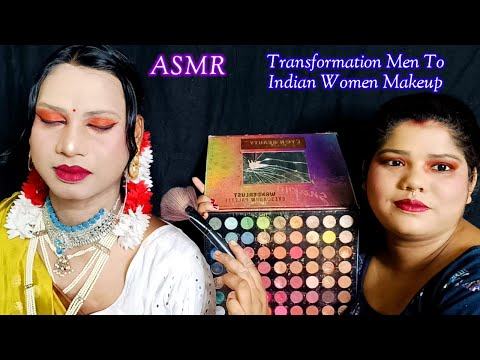 ASMR ~Doing My Sweet Brother Transformation Indian Makeup Men to Women|@asmrsangi7044 🌹❤️