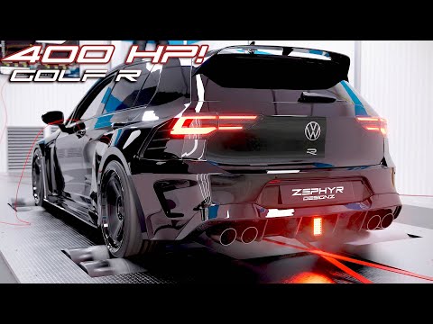 400HP VW GOLF R Zephyr HARDCORE Bodykit Concept DYNO RUN Akrapovic OPF Delete Exhaust | 4K