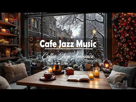 Snowy Winter Morning & Cozy Coffee Shop with Warm Jazz Music ❄️ Piano Music for Working and Studying