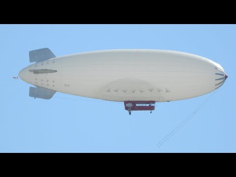 RARE Airsign - MZ3A LLC American Blimp Corp A-1-70G N157LG on approach for Moffett Field