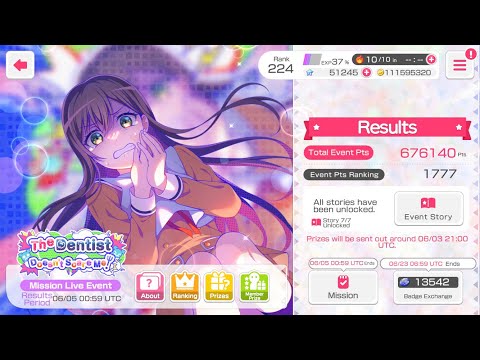 [BanG Dream!] The Dentist Doesn’t Scare Me! | [Mission Live Event] | T1777 (T2000) - Results