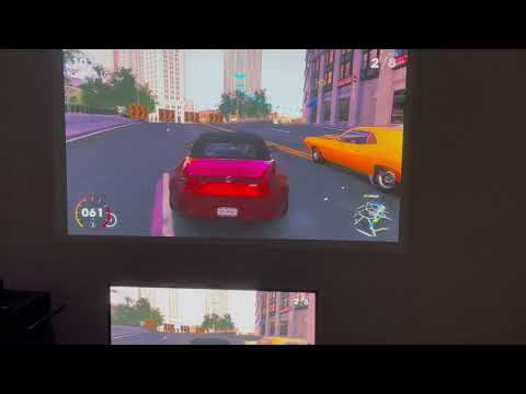 Playing The Crew 2 using a Formovie Dice Mini Projector