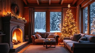 Warm Christmas Ambience with Jazz Relaxing Music 🎁 Christmas Jazz & Crackling Fireplace for Re