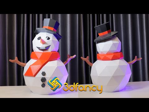 How to make snowman papercraft, PDF, SVG Template, DIY Christmas decorations Model Origami Sculpture