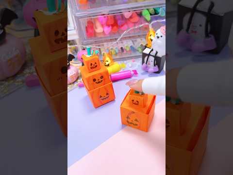 3段かぼちゃプッシュポップの作り方🎃👻ハロウィン仕様の折り紙おもちゃ🪄#shorts #halloween