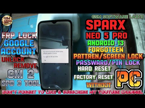 Sparx Neo 5 Pro|Hard Reset|Factory Reset|FRP|Google Account Unlock|Android 13|FRP Remove BY CM2 SPD3