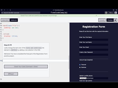 Learn HTML forms by Building a Registration Form - FreeCodeCamp.org