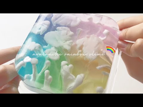 BGM･字幕無し¦ 虹色雪崩スライム🌈🌈  rainbow avalancheslime ¦ asmr ¦ 大人も子供も楽しめる動画¦スライムプレス