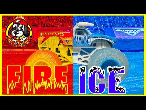 MONSTER JAM FIRE & ICE Monster Trucks Compilation - Water & Treadmill Racing, ThunderROARus Drop