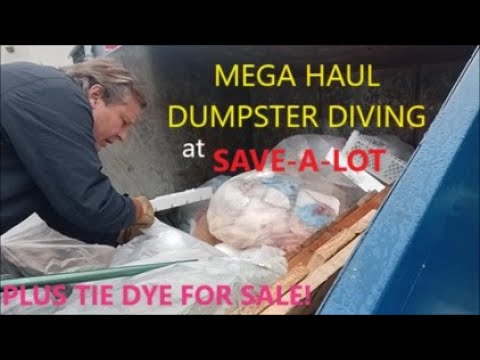 MEGA HAUL DUMPSTER DIVING AT SAVE-A-LOT PLUS TIE DYE FOR SALE !!!