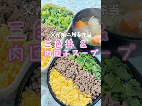 父が娘に贈る弁当(三食丼＆肉団子スープ)241202