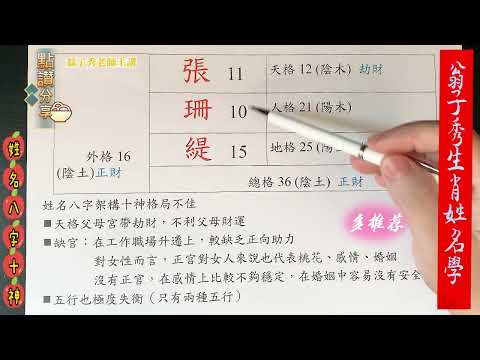 《翁子秀十神生肖姓名學》姓名十神格局分析(張珊緹)  #起名字 #改名 #翁子秀生肖姓名學 #名字鑑定