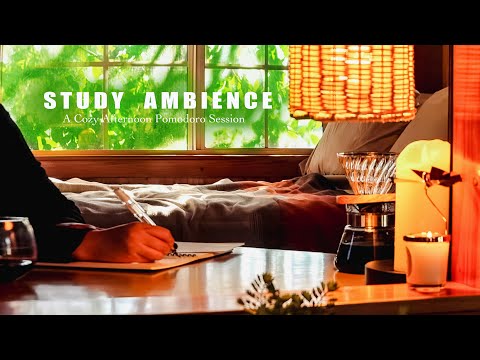 3-HOUR STUDY AMBIENCE🌿Relaxing Steam and Fireplace Sounds for Deep Focus🌿Cozy Evening POMODORO TIMER